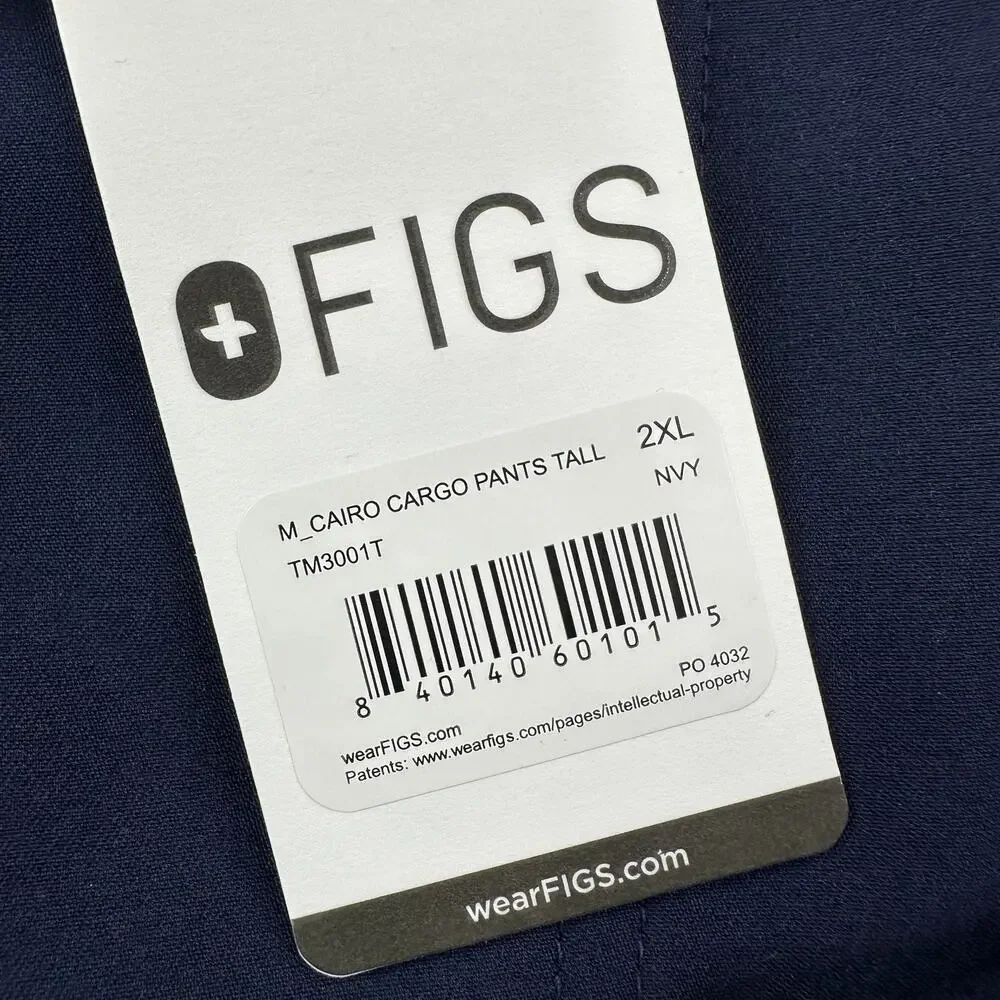 Figs Cairo Cargo Scrub Pants Mens XXL Tall Navy Blue Medical Pockets Drawstring